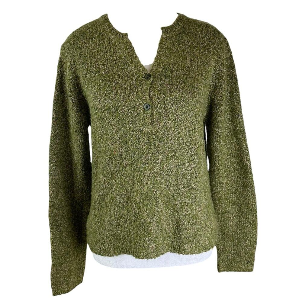 Silk Blend Split Neck Sweater Green Size Medium Dressbarn